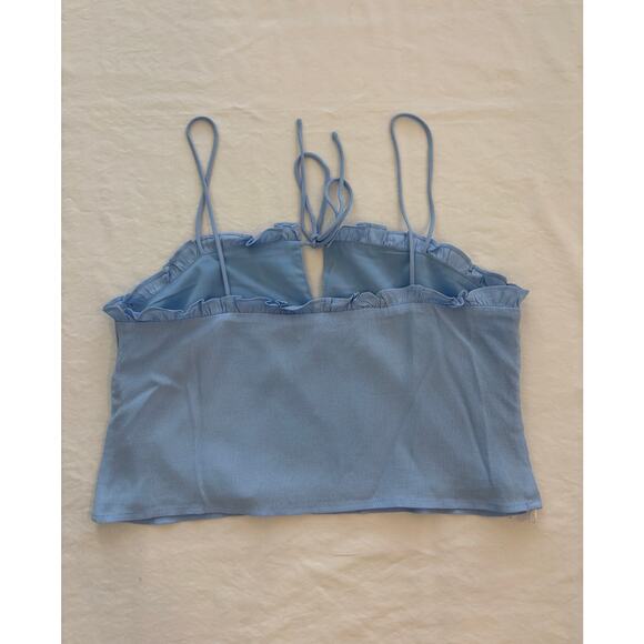 Superdown Crop Ruffle Hem Tie Front Thin Strap Top Size Medi - Picture 3 of 3